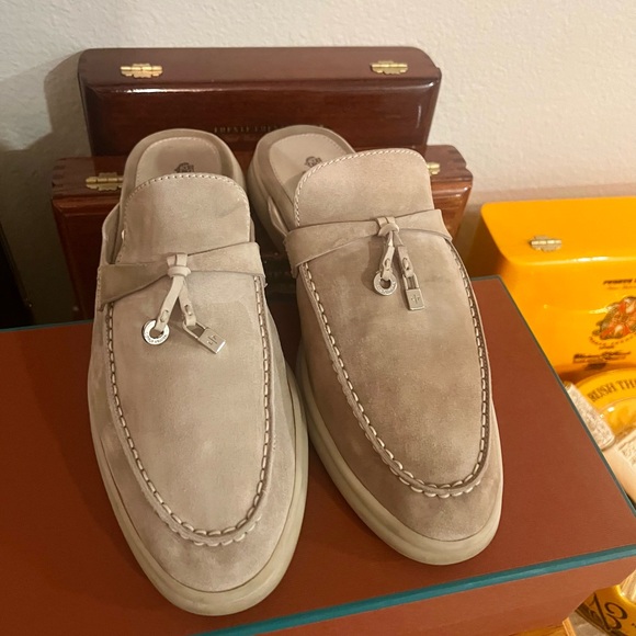 Babouche Charms Walk Suede Mule Loafers - Picture 7 of 14